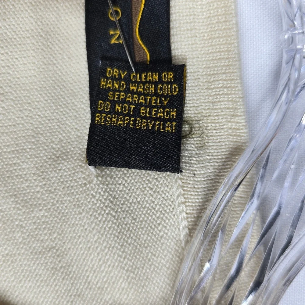 Eildon Hills Sweater Vest Men Large Ivory Merino‎ Wool V-Neck Sleeveless Knit